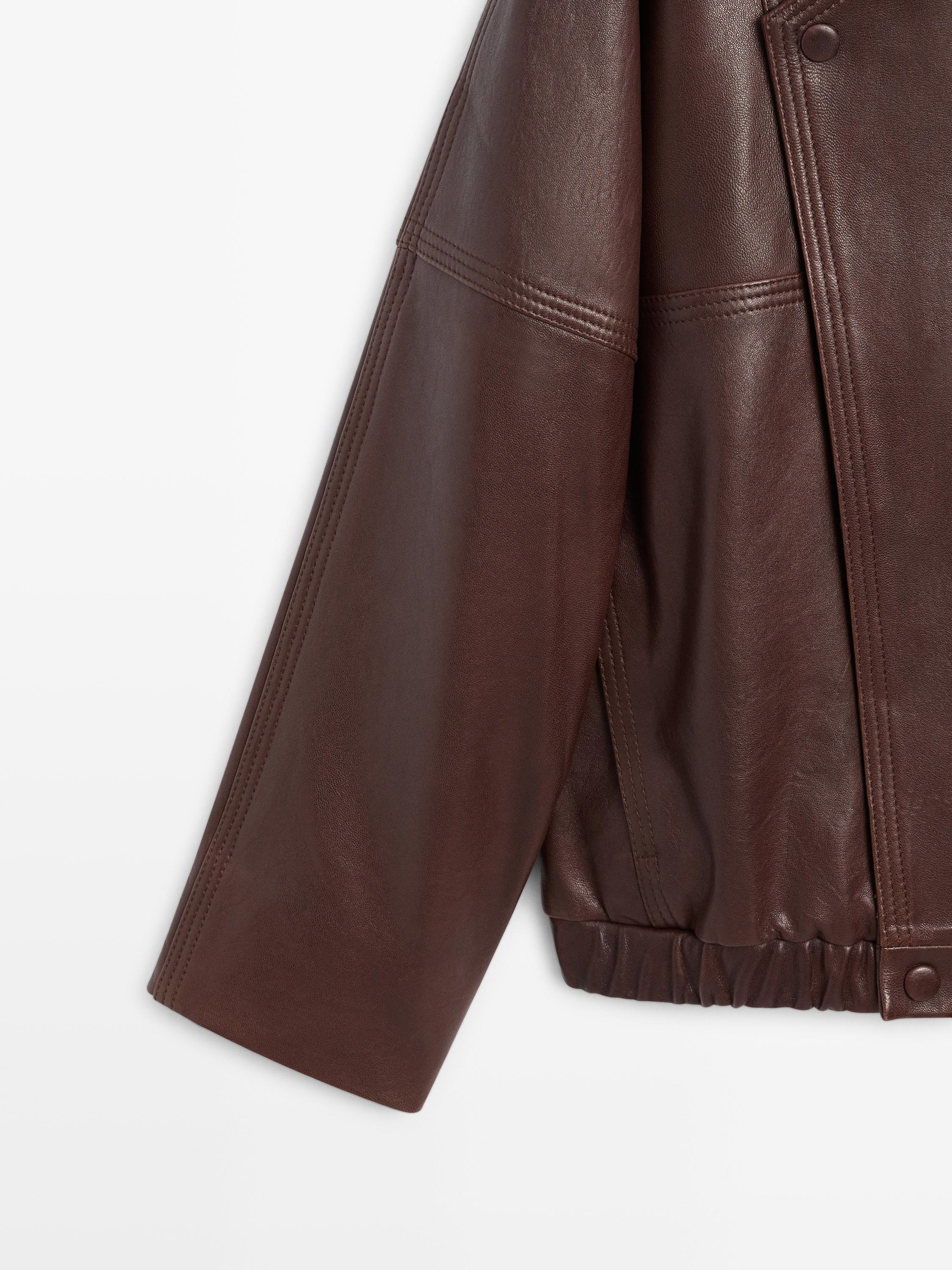 Asymmetric nappa leather bomber jacket
